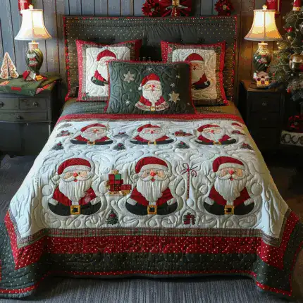 Christmas Santa Quilt Bedding Set
