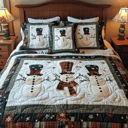 Snowman Quilt Bedding Set